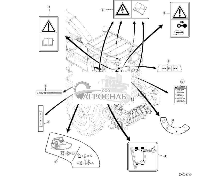 DECALS FOR STEERING COLUMN, GEAR SHIFT LEVER AND R.H. ARMREST 